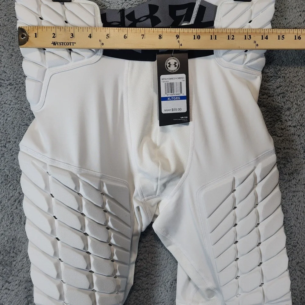 Under Armour Compression Padded Shorts Men XL White HeatGear Football Tights NWT